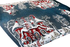 Tovaglia natalizia in ciniglia Una magica casa invernale 90x90 cm Chenille IT038