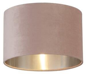 Paralume Contemporaneo Tamburo Acciaio Rosa Tessuto Argento 1 Luce D28Cm