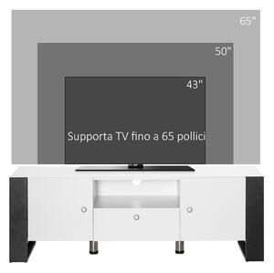 HOMCOM Mobile TV Moderno con Armadietti, Cassetto e Mensola per TV fino 65", 140x43x48cm, Bianco e Nero