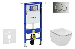 Geberit Duofix - Modulo di installazione per WC sospesi con placca di comando Sigma01, cromo lucido + WC e copriwater, Ideal Standard Tesi 111.355.00.5 NF2