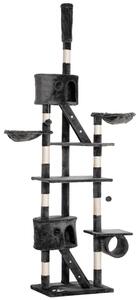 AllMyPets Albero Tiragraffi per Gatti a Soffitto Multilivello con Altezza Regolabile 240-260 cm, con Cucce e Scale, colore Grigio - L3533GY