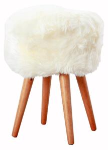 Sgabello con seduta in pelle di pecora bianca , ⌀ 30 cm - Native Natural