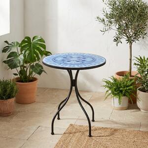 Decojardin OUTLET - Tavolo da Giardino Rotondo in Acciaio/Ceramica con Decoro Dimensioni 80x75 cm colore Mosaico - Tavhellas