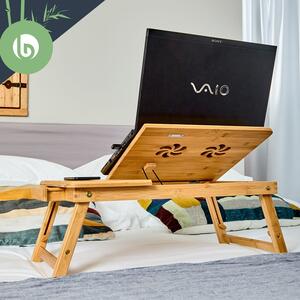 Blumfeldt Tavolo per laptop con fessure di ventilazione altezza regolabile 58x23x29cm bambu