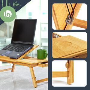 Blumfeldt Tavolo per laptop con fessure di ventilazione altezza regolabile 58x23x29cm bambu