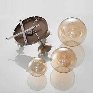 Lindby Teeja plafoniera, 3 sfere di vetro, ambra