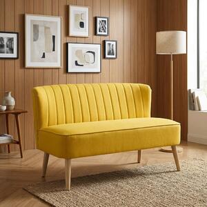 DecHome Divano 2 Posti Contemporaneo Luxury in Tessuto Effetto Lino Dimensioni 117x56.5x77 cm colore Giallo