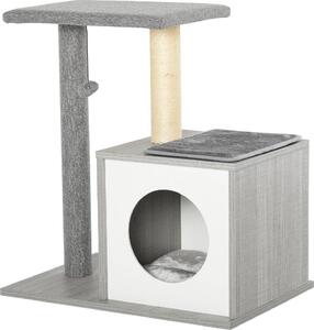 AllMyPets Tiragraffi per Gatti Centro-attivit Cuccia cuscino rimovibile in peluche legno grigio - D30D58