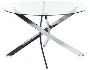 Tavolo da pranzo rotondo piano in vetro temperato gambe in argento ⌀ 120 elegante glamour Beliani