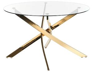 Tavolo da pranzo rotondo piano in vetro temperato gambe in oro ⌀ 120 elegante glamour Beliani