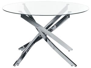 Tavolo da pranzo rotondo piano in vetro temperato gambe in argento ⌀ 120 elegante glamour Beliani