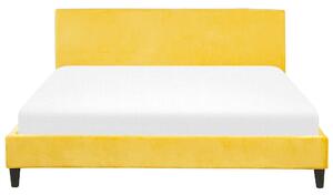 Letto a pannello EU Super King Size 180x200 cm 6ft Yellow Velluto rete a doghe Contemporaneo Beliani