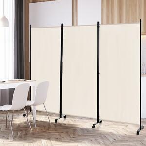 Costway Divisorio a 3 pannelli in tessuto portatile con ruote per privacy, Divisorio indipendente per casa e ufficio Bianco