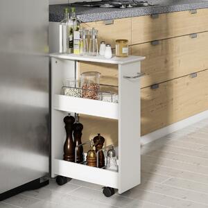 Costway Mobiletto bagno a 3 livelli con ruote bloccabili e portasciugamani, Carrello salvaspazio stretto Bianco