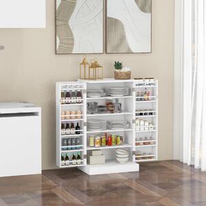 Costway Armadio dispensa per alimenti a 2 ante con ripiani, Armadio multifunzionale moderno per cucina soggiorno Bianco