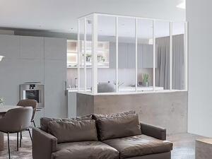 Vetrata angolare L150 x L60 x H105 cm in Alluminio termolaccato Bianco Stile atelier - BAYVIEW