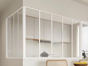Vetrata angolare L150 x L120 x H105 in Alluminio termolaccato Stile atelier Bianco - BAYVIEW