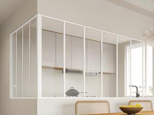 Vetrata angolare L210 x L120 x H105 in Alluminio termolaccato Stile atelier Bianco - BAYVIEW