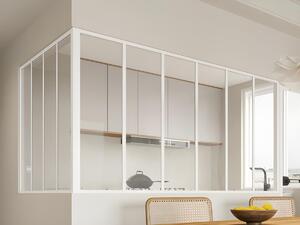 Vetrata angolare L180 x L120 x H105 in Alluminio termolaccato Stile atelier Bianco - BAYVIEW