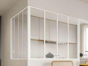 Vetrata angolare L120 x L120 x H105 in Alluminio termolaccato Stile atelier Bianco - BAYVIEW