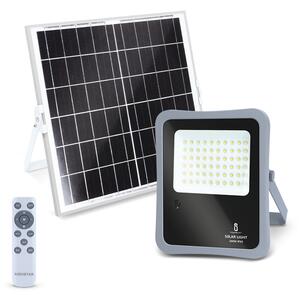 Faro Led 200W Grigio con pannello solare IP65 Bianco freddo 6500K Dimmerabile con telecomando e con sensore crepuscolare Aigostar