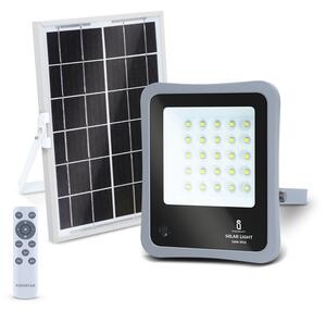 Faro Led 50W Grigio con pannello solare IP65 Bianco freddo 6500K Dimmerabile con telecomando e con sensore crepuscolare Aigostar