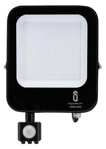 Faro proiettore Led 100W Nero da esterno IP65 Bianco freddo 6500K con sensore crepuscolare e di movimento Aigostar