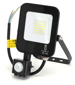 Faro proiettore Led 20W Nero da esterno IP65 Bianco neutro 4000K con sensore crepuscolare e di movimento Aigostar