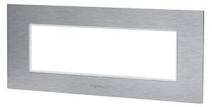 Placca 7 moduli 506 in alluminio argento compatibile anche con BTicino Livinglight