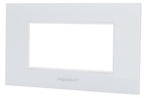Placca 4 moduli 504 in vetro bianca compatibile anche con BTicino Livinglight