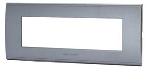 Placca 7 moduli 506 in plastica grigia compatibile anche con BTicino Livinglight