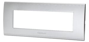 Placca 7 moduli 506 in plastica argento compatibile anche con BTicino Livinglight