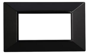 Placca 4 moduli 504 in plastica nera Piramide compatibile anche con BTicino Axolute