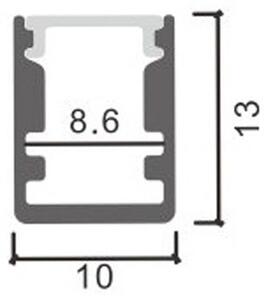 Profilo Led piatto U Fix per strisce Led 12-24V a superfice 2 metri in alluminio M LEDME