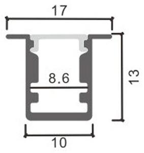 Profilo Led piatto U Sor per strisce Led 12-24V da incasso 2 metri in alluminio M LEDME