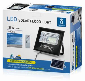 Faro Led 25W Nero con pannello solare IP67 Bianco freddo 6500K Dimmerabile con telecomando e crepuscolare Aigostar