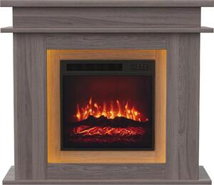 Stufa elettrica a camino - Modello da appoggio - Effetto fiamma 3D a LED - Riscaldamento interno sicuro - Stile minimalista e moderno - Richiede montaggio - Finitura effetto rovere