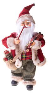 Babbo Natale con Fisarmonica Musica e Movimento H44 cm Rosso