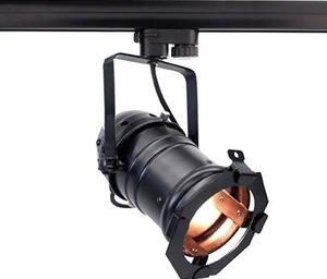 Faretto a binario a 3 circuiti STUDIO PAR 30, 220-240V AC/50-60Hz, E27 max. 42W, senza sportello, nero