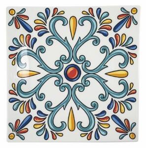 Set 6 Piatti piani quadrato 30 cm in porcellana decorata Espana -