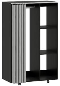 HOMCOM Armadio Guardaroba per Abiti con 4 Ruote, Asta, Appendiabiti e Ripiani Aperti, 80x40x128 cm, Nero | Aosom Italy