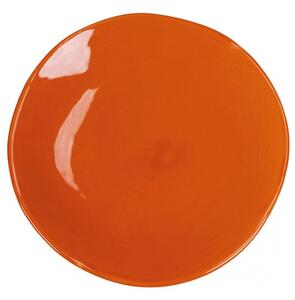 Set 6pz Piatto piano arancio in ceramica, Design con bordi