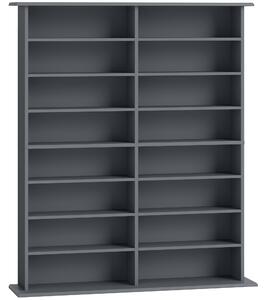 HOMCOM Libreria per CD e DVD con 16 Scomparti e 12 Ripiani Regolabili, Capienza Max. 720 CD/396 DVD e Blu-ray, Grigio | Aosom Italy