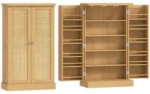 HOMCOM Armadio Cucina in Rattan 104 cm con Ripiani a 5 Livelli, 12 Scomparti per Spezie e Ripiani Regolabili, Legno Naturale | Aosom Italy