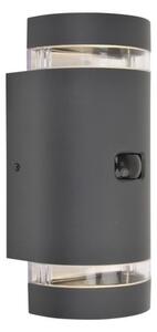 Applique da esterno con sensore FOCUS grigio-bianco 2xGU10x7W in alluminio, dimensioni: 23,9x11x9,6 cm, IP44 Lutec