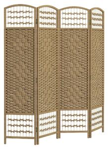 HOMCOM Paravento Interno in Legno, Separatore di Ambiente, Parete Pieghevole 4 Pannelli, 160x170 cm, Legno Naturale | Aosom Italy