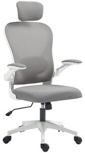HOMCOM Sedia da Ufficio Ergonomica con Braccioli Ribaltabili, Supporto Lombare Regolabile, Grigio | Aosom Italy