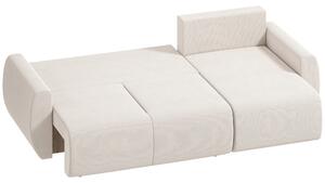 HOMCOM Divano Letto con Chaise Longue Reversibile, Divano 3 Posti a Forma L in Finta Pelle Scamosciata, Bianco Crema | Aosom Italy