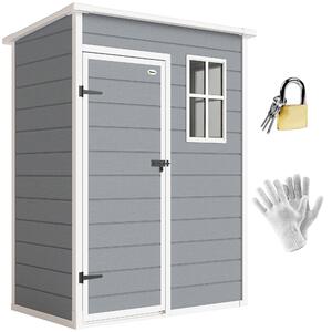 Outsunny Casetta da Giardino con Porta Bloccabile, Finestra e Presa d'Aria, capanno Porta Attrezzi, 151 x 92 x 193 cm, Grigio | Aososm Italy