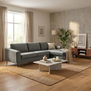 DecHome Divano Angolare 3 Posti Moderno con Chaise Longue in Tessuto Dimensioni 181x96x84cm colore Grigio - Kos